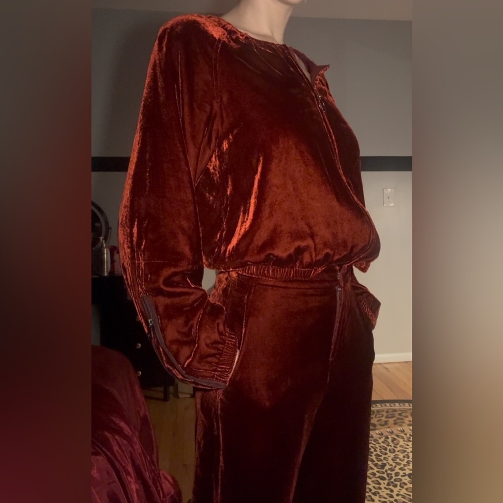BCBGMaxAzria Velvet Jumpsuit in Rich Brown